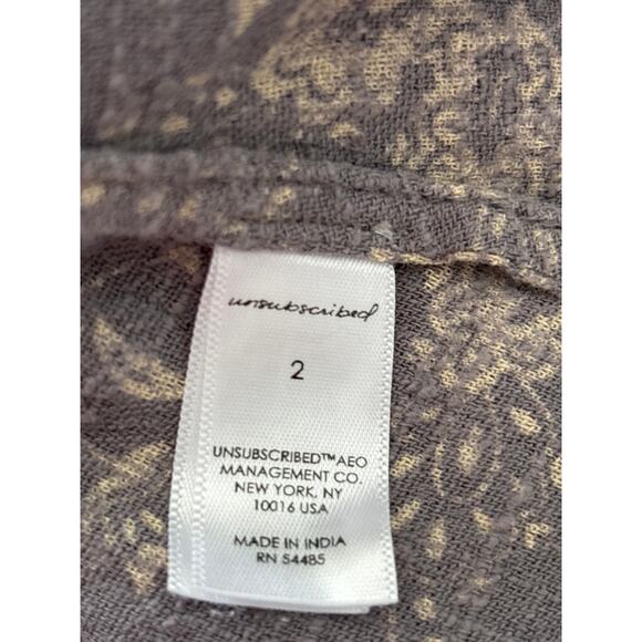 Unsubscribed Blouse Womens Size 2 Smocked Peplum Floral Boho Short Sleeve Casual - Picture 8 of 12